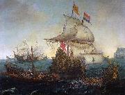 Hendrik Cornelisz. Vroom Dutch ships ramming Spanish galleys off the English coast, 3 October 1602 oil painting